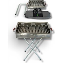 Pratikoutdoor Paslanmaz Çelikten Katlanır Ayaklı ve 3 Kademeli Mangal 60X35X70CM Çantalı