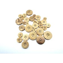 Data Store Tahta Dikme, 4 Delik Yazı Model, Doğal Ahşap, Zeytin AĞACI,100 Adet 15MM-24L