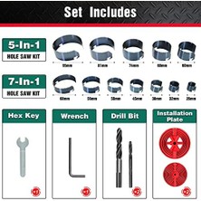 Data Store For Better Lıfe Delik Testeresi Seti Kutu Matkabı 7 Testere Çelengi ve 5 Testere Çelengi, Ahşap, Alçı Panel, Sunta, Delik Delme Için