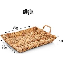 Data Store El Yapımı Su Sümbülü Hasır Kulplu Dekoratif Tepsi Küçük Boy (29CM*23CM*4CM)