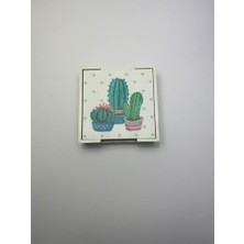 Data Store 6’lı Ahşap Bardak Altlığı Seti (Kutulu - Kaktüs Desenli)