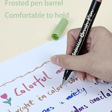 Data Store Metalik Fırça Keçeli Kalemler, 10 Renk Zararsız ve Toksik Olmayan Kaligrafi Kalemleri, Fırça Yazı Sanatı, Siyah Kağıt, Kaya Boyama, Kart Yapımı Için