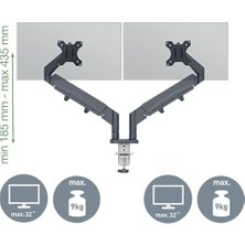Data Store Ergo Yerden Tasarruf Sağlayan, Bilgisayar ve Laptop Için Ikili Monitör Kolu, 65370089, Gri
