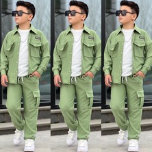 Burçak Butik Bayramlık Erkek Çocuk 3'lü Takım Fitilli Gömlek Tişört Kargo Pantolon Şık Kombin