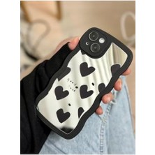 Data Store 14 Plus - 15 Plus ile Uyumlu Aynalı Siyah Kalp Tasarımlı Kenarları Silikon Kılıf