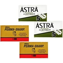 Data Store 2 Adet 5'li Kutu Astra ve 2 Adet 5'li Kutu Permasharp Çift Taraflı Tıraş Bıçağı, Toplam 20 Adet Yaprak Jilet