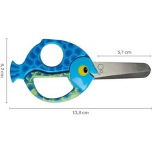 Data Store Çocuk Hayvan Makası Balık Motifli Sağ ve Sol Elini Kullananlar Için, Mavi, Uzunluk 13 cm