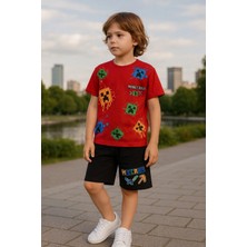 GMG Collection Baby Kırmızı Mc Desenli Sort Tişört 2'li Takım