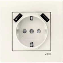 Data Store Krem 2 Usb'li Topraklı Priz