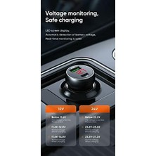 Data Store CC-7030 45W 1xtype-C 1xusb Girişli Dijital Göstergeli Araç Çakmak Şarjı- Siyah