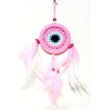 Ett Pembe Dream Catcher Pembe ve Beyaz Kuş Tüylü Düş Kapanı El Yapımı Duvar Süsü