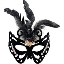Ett Siyah Süet Tüylü Kelebek Figür Parti Maskesi