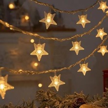 Data Store LED Işıklı 28'li Yıldız Işık Zinciri Dekoratif Fişli Aydınlatma Ev Dekorasyonu Süsleme Salon Oda Merdiven Balkon Süslemeleri Için Yılbaşı Eğlence Doğum Günlerine Özel Aydınlatma (10 Metre)