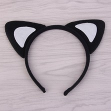 Ett Kedi Kulak Taç Siyah Içi Beyaz Renk Pofuduk 15X17 cm