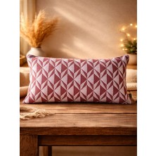Mrs.Gugar Bordo Geometrik Desenli Keten Kırlent Kılıfı 35X50 cm – Premium Collection