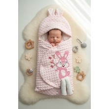 Dublino Kids Kız/erkek Nohut Bebek Battaniyesi & Kundağı Tavşan Işlemeli & Kulaklı Hastane Çıkışı Yenidoğan