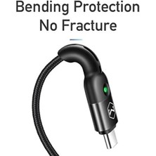 Data Store Type-C Şarj Kablosu, LED Işıklı Spiral Örgü Kablo, 1.8m Uzunluk, 2A Hızlı Şarj Özellikli, Siyah