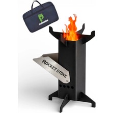 Pratikoutdoor Roket Soba, Rocket Stove, Kamp Ocağı, Odunlu Kamp Sobası Çantalı