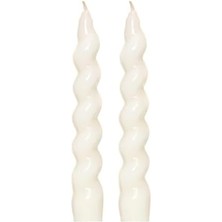 Data Store Yılbaşı 2'li Twirl Glow Beyaz Şamdan Mum Seti (18 Cm)