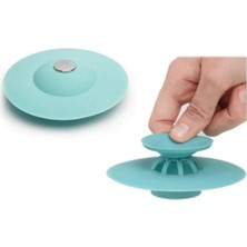 Mikasso Silikon Süzgeçli Basmalı Lavabo Küvet Yuvarlak Lavabo Tıkacı Silikon