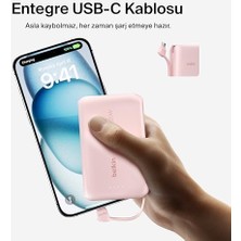 Data Store Boostcharge Power Bank, Entegre Kablolu Taşınabilir Şarj Cihazı 10K Pd 20W - Usb-C Güç Dağıtımı, Power Bank 16 Serisi, iPad Pro, Galaxy S24 ve Daha Fazlası Için Hızlı Şarj