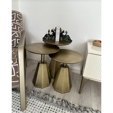 Eks Antik Eskitme  Üçlü Takım Yan Sehpa Zigon