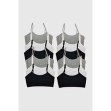 3020 Gümüş Kız Elastan Ip Askı Büstiyer 12LI Paket Koyu Renk