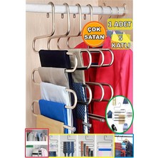 Mikasso 5 Katlı Metal Pantolon Askısı Elbise Kıyafet Şal Eşarp Askısı Dolap Içi Düzenleyici Askı Askılık Met