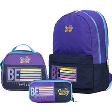 Data Store Happy Çift Ana Bölmeli Çocuk Ilkokul Çanta Set Mor