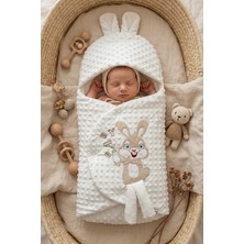 Dublino Kids Kız/erkek Nohut Bebek Battaniyesi & Kundağı Tavşan Işlemeli & Kulaklı Hastane Çıkışı Yenidoğan