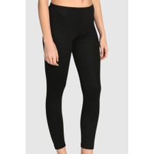 3019 Gümüş Kadın Incebel Düz Tayt 6lı Paket Siyah