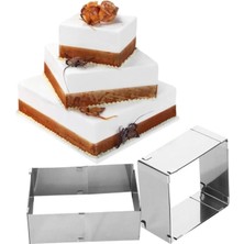 Mikasso Ayarlanabilir Kare Model Kelepçeli Kek Çemberi Paslanmaz Çelik Kek Pasta Hamur Kalıbı 20/40CM Paslan