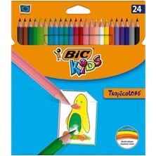 Bic Kids Tropicolor Renkli Kuru Boya Kalemi 24 Renk Çocuklar İçin Dayanıklı ve Güvenli