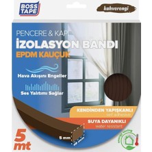 Mikasso Pencere Kapı Rüzgar Isı Kaybı Engelleyici Izolasyon Bandı 5 Metre Kauçuk Kahve EN:15MM