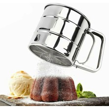 Mikasso Paslanmaz Çelik Bas Çek Un Eleği , Pudra Şeker Serpici Paslanmaz Çelik