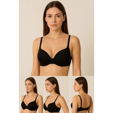 1151 Ebru Kadın Destekli Sütyen 6lı Paket Siyah