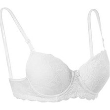 1154 Ebru Silikonlu Dantelli Destekli Sütyen 6lı Paket Beyaz