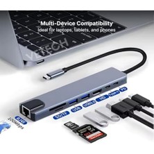 Data Store Pro Air Uyumlutype-C Port Çoklayıcı Hub Dönüştürücü Çevirici Ekstra Usb, Type-C, Hdmı, Micro Sd, 8in1