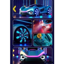 Data Store Oyuncak 2.4 Ghz Uzaktan Kumandalı Şarjlı Elektrikli Araba 4x4 Şarj Istasyonlu Buharlı LED Işıklı Sesli Müzikli Rc Araç Full Fonksiyon 4 Çeker Atabilen 1200 Mah Şarjlı Pilli (Vivid Mavi)