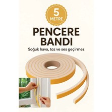 Mikasso Pencere Bandı 5 Metre Yapışkanlı Soğuk ve Toz Geçirmez Isı Yalıtım Süngeri 5 Adet