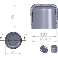 Mikasso Plastik Sandalye Profil Ayak Pabucu 32'lik 20'li Siyah