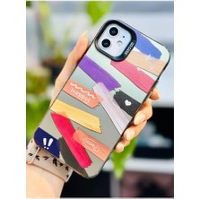 Data Store 11 ile Uyumlu (12 Görünümlü) Köşeli Parmak Izi Bırakmaz Baskılı Metalik Electro Silikon Kılıf