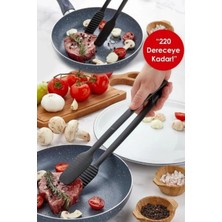 Mikasso Tarz Servis ve Izgara Maşası Yanmaz Yapışmaz Maşa Kaymaz Plastik Siyah