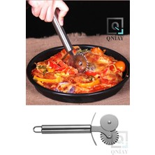 Mikasso Pratik Çelik Rulet Hamur, Pizza, Börek Kesme Bıçağı Çift Başlıklı Hamur Ruleti Hamur Şekillendirici