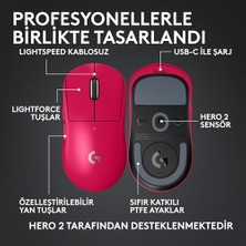 Data Store G Pro x Superlight 2c Kablosuz Oyuncu Mouse, Hafif, Hero 2 Sensör, 32.000, Pembe