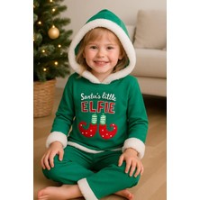 GMG Collection Baby Kız Çocuk Kapüşonlu Welsoft Detaylı Yılbaşı Yeşil Takım