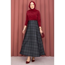 TKM Retro Ekose Desen Scuba Etek Siyah