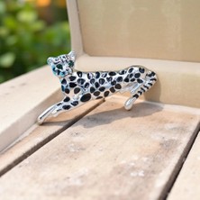 Cesicey Panter Broş (6 cm) Gümüş Renk