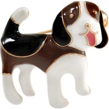 Cesicey Beagle Köpek Broş (4 cm) Mineli Gold Renk
