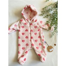 GMG Collection Baby Içi,dışı Peluş Yumuşacık Kalp Desenli Patikli Kız Bebek Tulum, Astronot Tulum